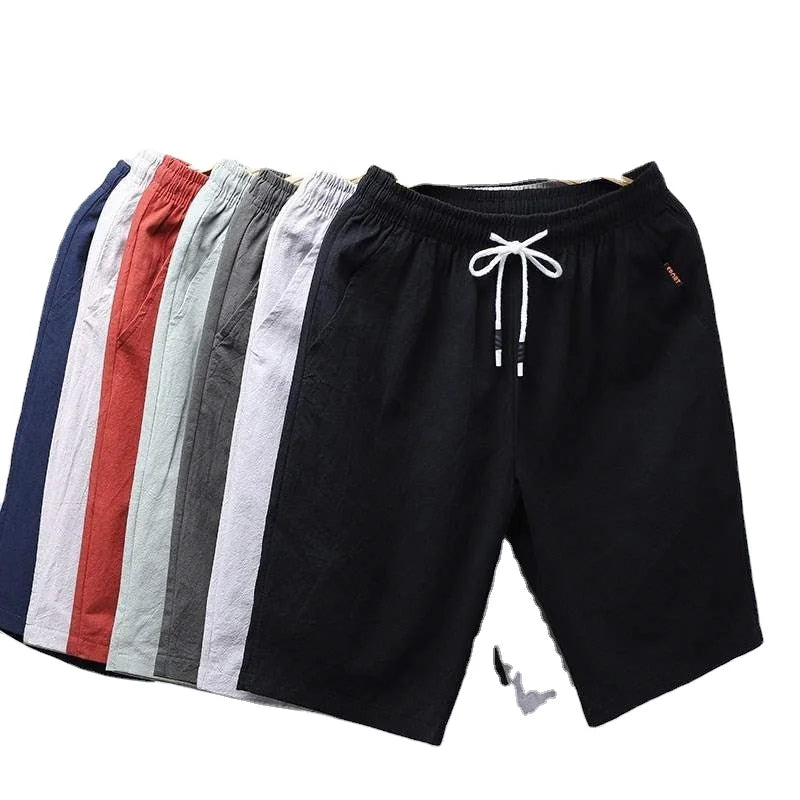 Summer Mens Casual Shorts Cotton Male Short  Clothing Solid Men's Shorts M-5XL Fashion Youth Beach Pants Calf-length Short Pants