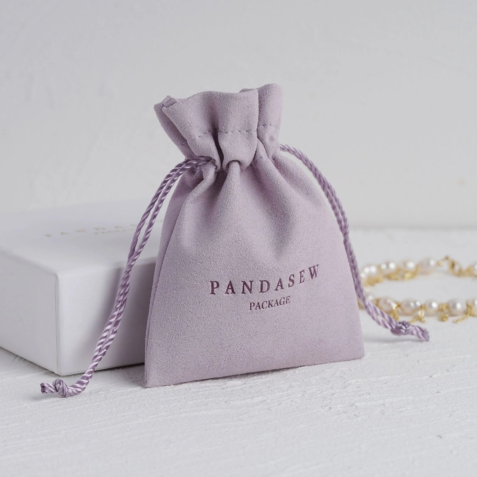 PandaSew Custom Logo Printed Microfiber Jewelry Drawstring Bag Makeup Gift Bags Jewelry Pouch