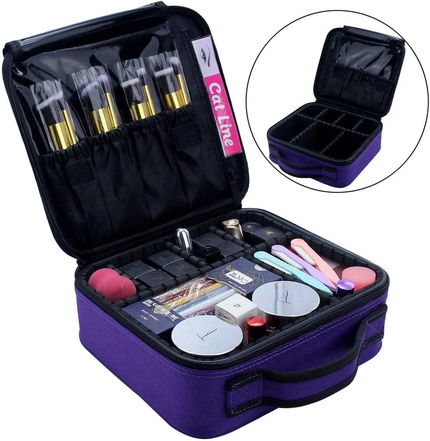 Relavel Professional Beauty Box Makeup Vanity Case Model Train Display Cases Quilted Makeup Case