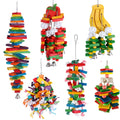 Large Medium-Sized Eco-Friendly Bird Toys Colorful Wooden Chewing & Plush Playing Toys Packaged in Bag Supplies for Parrots