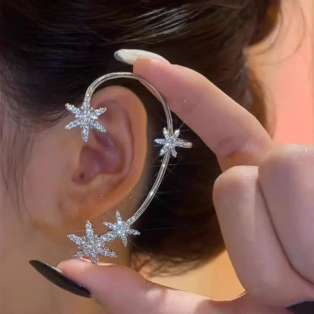Fashion Small Fresh Butterfly Flowers Ear Cuff Earrings Zircon Pearl Clip on Earrings Non Pierced for Gift