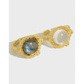 Luxury Style Open Adjustable Gold Plated S925 Sterling Silver Micro Gemstone Fashion Rings for Women JF312
