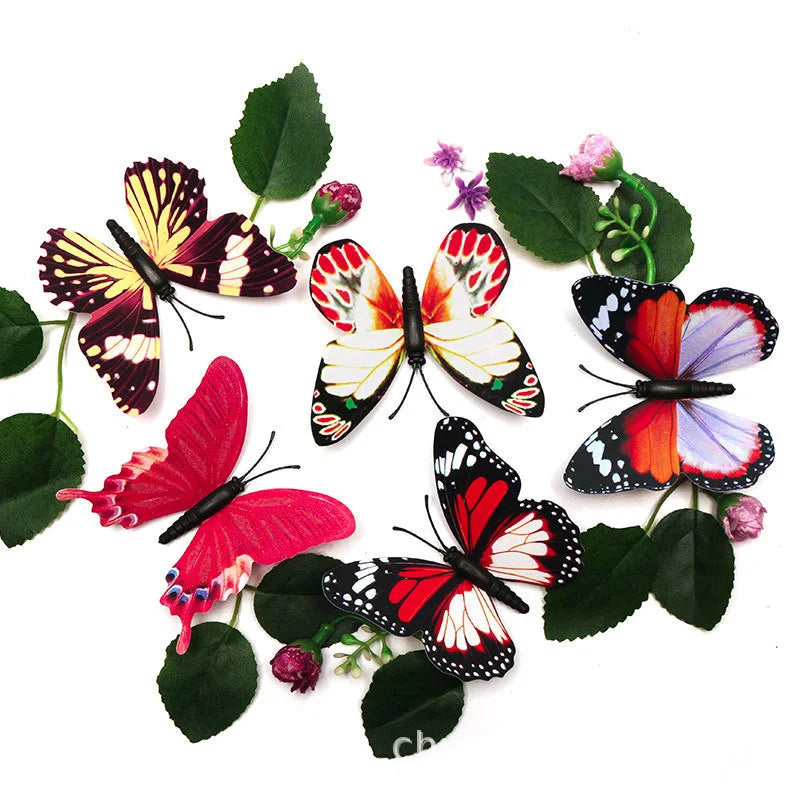 Colorful Courtyard Garden Butterfly Ornaments for Indoor Outdoor Decor 3D PVC  Luminous Butterfly Decorations