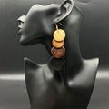 Fashion Multi Layer African Colorful Drop Round Disc Wood Earrings Women