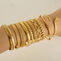 Minimalist Jewelry 14 18K Gold Plated Stainless Steel Simple Leaf Snake Barbed Twist Bracelet Bangle Adjustable for Women Gift