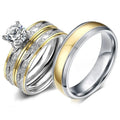 MECYLIFE Classic Men Women Love Couple Ring Stainless Steel Wedding Engagement Big Diamond Ring