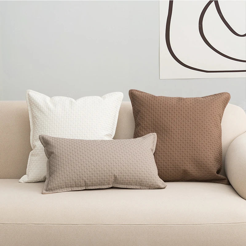 Amity Nordic Modern Embossed Weave Design Cushion Cover Living Room Sofas Solid  Pillow Case  Flange Pillow Cover