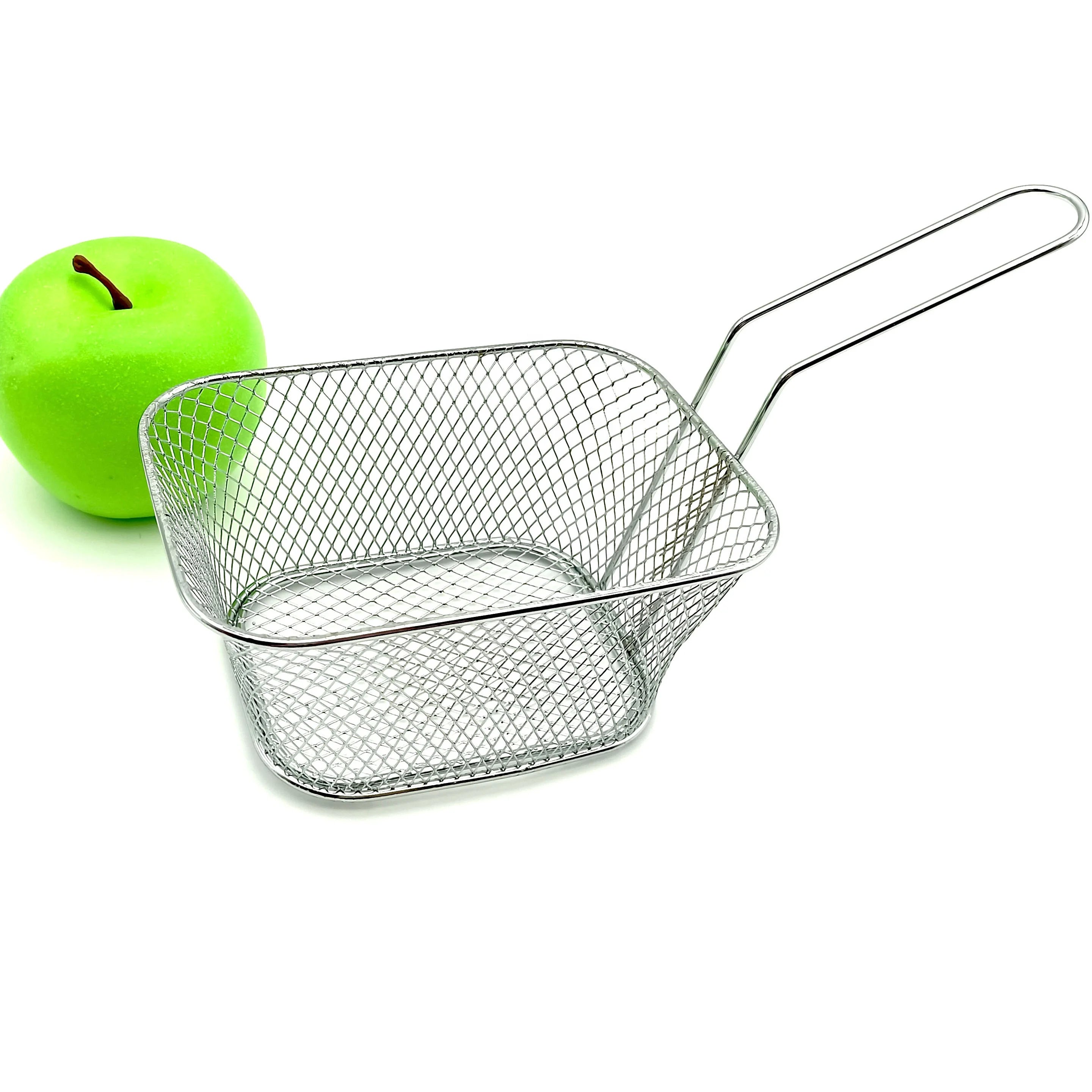Quality Kitchen Cooking Tool 430 Stainless Steel Strainer Mesh Frying Basket for Chips Food Frying