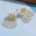 Shescity Trendy Elegant Style Drop Earrings Brass Material Tassel Designer Light Luxury Jewelry Women Earrings for Gifts