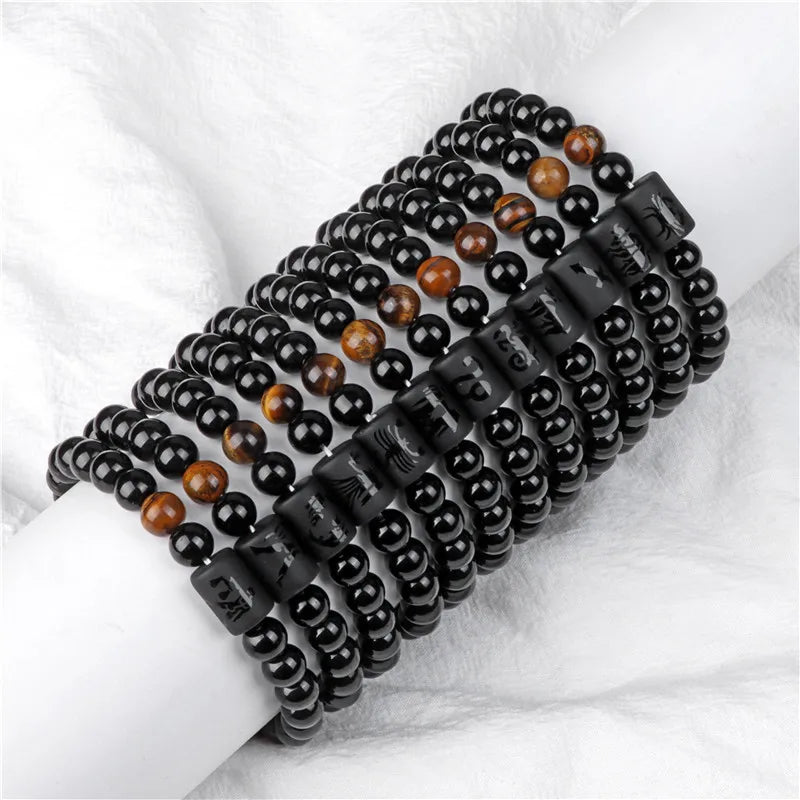 2023 New Design 12 Zodiac Signs Handmade Bracelets Women's Fashion Romantic Wedding Jewelry Gifts Classic Natural Stone Beads