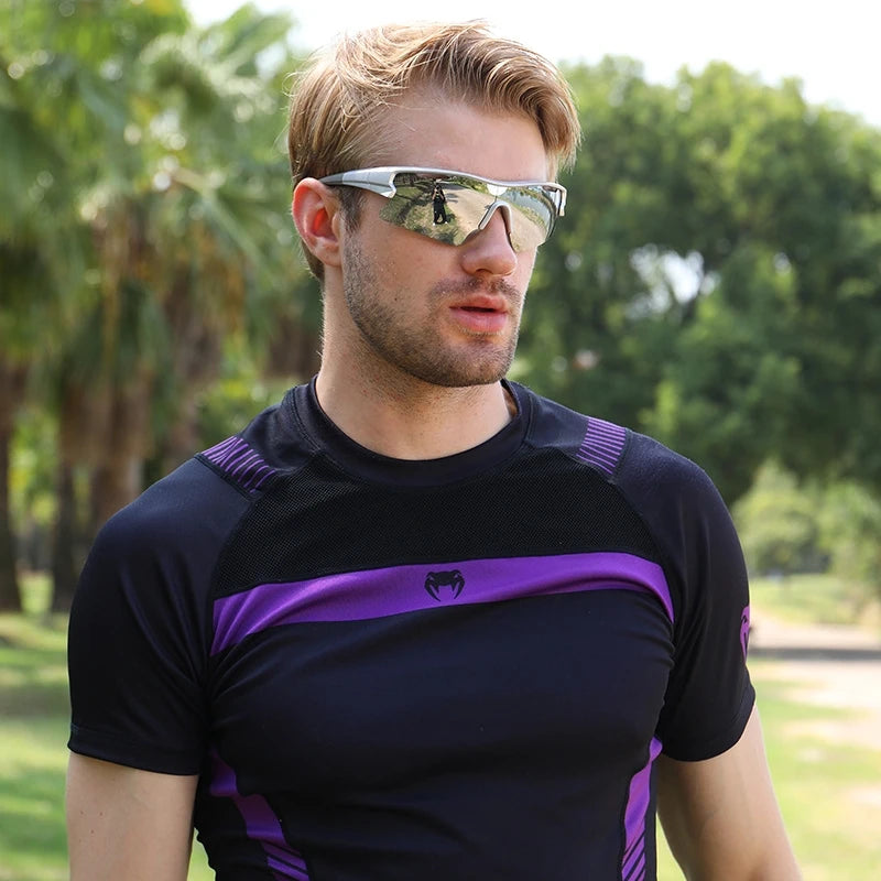 New Oaky Custom logo HD UV400 Large Frame Colorful Riding Glasses Outdoor Sports Sunglasses for Men Women