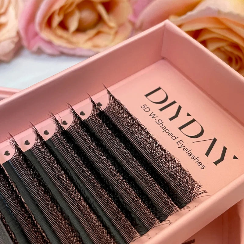 DIYDAY  5D W Premade Volume Silk Faux Eyelash Extensions False Individual Mink Lashes Silk Lash Extensions