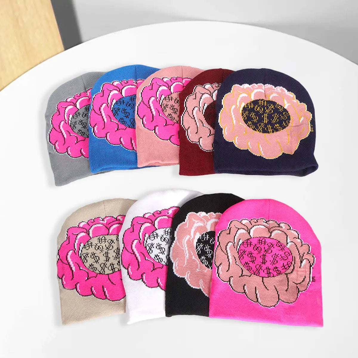 Wholesale Fully Printed Winter Hats Cartoon Customized Logos Fashionable Personalized Knitted Outdoor Sports Hats for Men Women