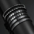 Hot Selling Creative love Round Beads Black Hematite Black Onyx Hand Woven Personality Adjustable Bracelet