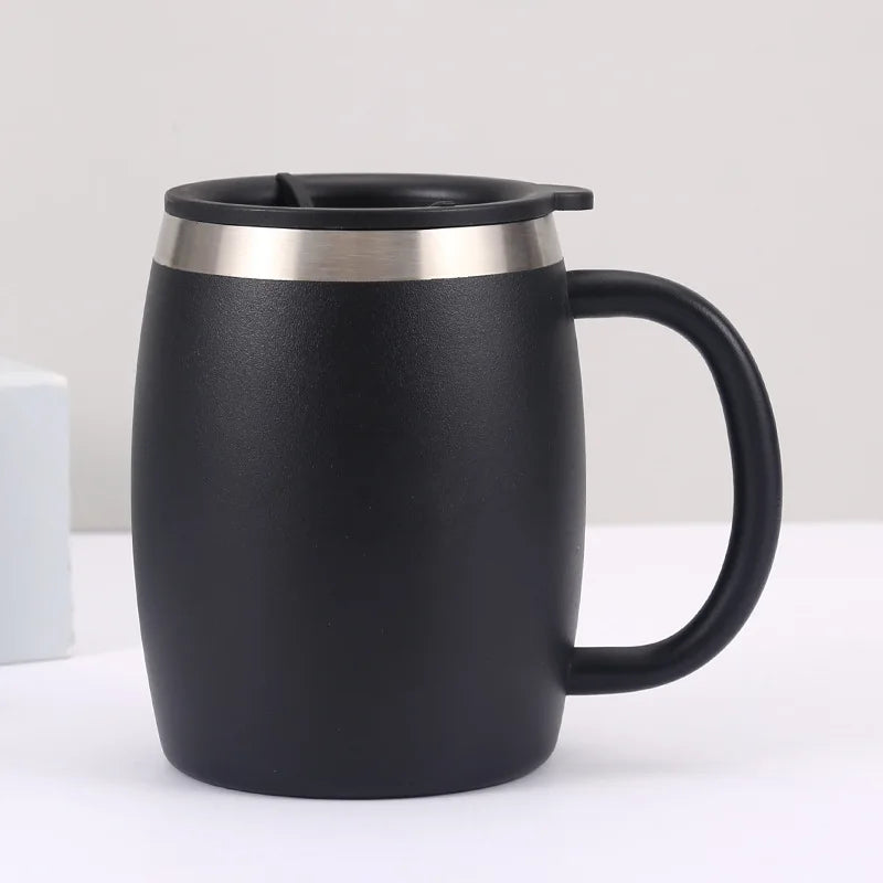 Portable Water Cup with Lid Big Belly Double Wall Stainless Steel Bear Mug