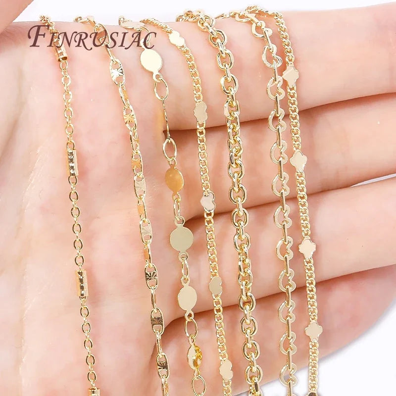 Trendy 14K Gold Plated Metal Spool Chains Wholesale Bulk DIY Jewelry Making Components Materials for Necklace Bracelet