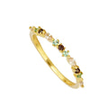 Elegant 18K Gold Plated Magical Colorful Cubic Zircon 925 Sterling Silver Women's Stacking Band Ring Jewelry