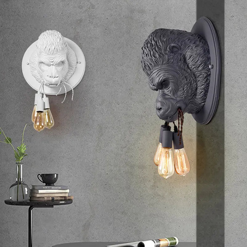 Nordic Resin Gorilla Wall Lamp Retro Modern Led Wall Sconce Home Loft Bedroom Bedside Home Decor Wall Light