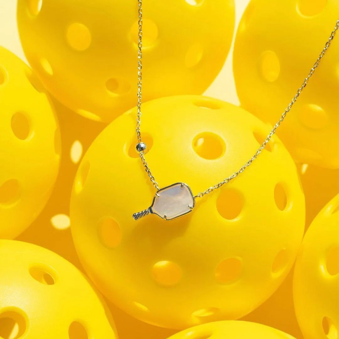 Hot Sales 18k Gold Plated Pickball Sports Series Shell Tennis Racket Jewelry Necklace