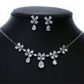 2022 Trendy Crystal Wedding Earring Necklace Jewelry Set Small Wildflower Water Drop Pendant Bridal Jewelry Set for Women Girls