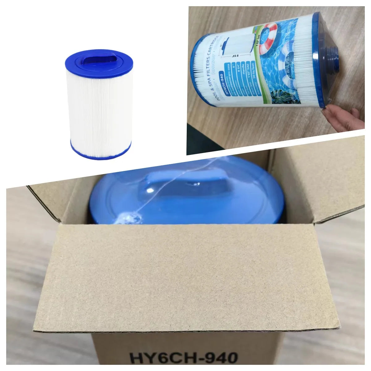 NSF Certified 6CH-940 Pleated Pool Filter White/Blue Seal Compatible