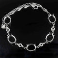 Sterling Silver 8*10mm Semi Mount Bracelet Blank Frame Empty Support Setting S925 Base Holder Without Center Stone for DIY Inlay