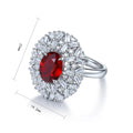 Lanphear Jewelry 925 Sterling Silver Oval Cut Lab Grown Ruby Claw Setting Gemstone Ring for Valentine's Day Wedding Party Gifts