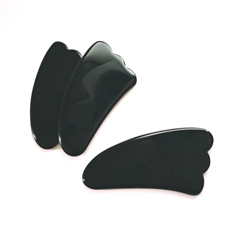 HZ Private Label Custom Pink Black Obsidian Massage Tool Natural Jade Stone Massager Facial Custom Shape Gua Sha Board