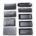 Modern Custom Logo Laser Printed Black Melamine Dinnerware Factory Hot Sale Polished Technique Sustainable Plastic Plates Dishes