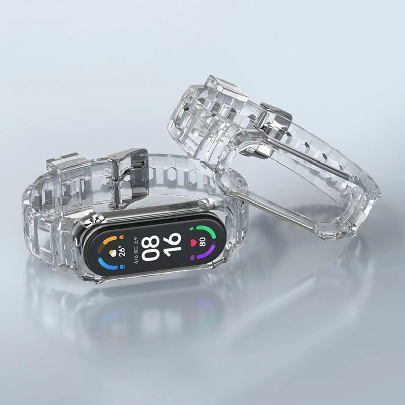 Clear Watch Strap for Xiaomi Watch Protective Case Transparent Colorful Silicone Wrist Strap for Xiaomi Mi Band 7 6 5 4 3
