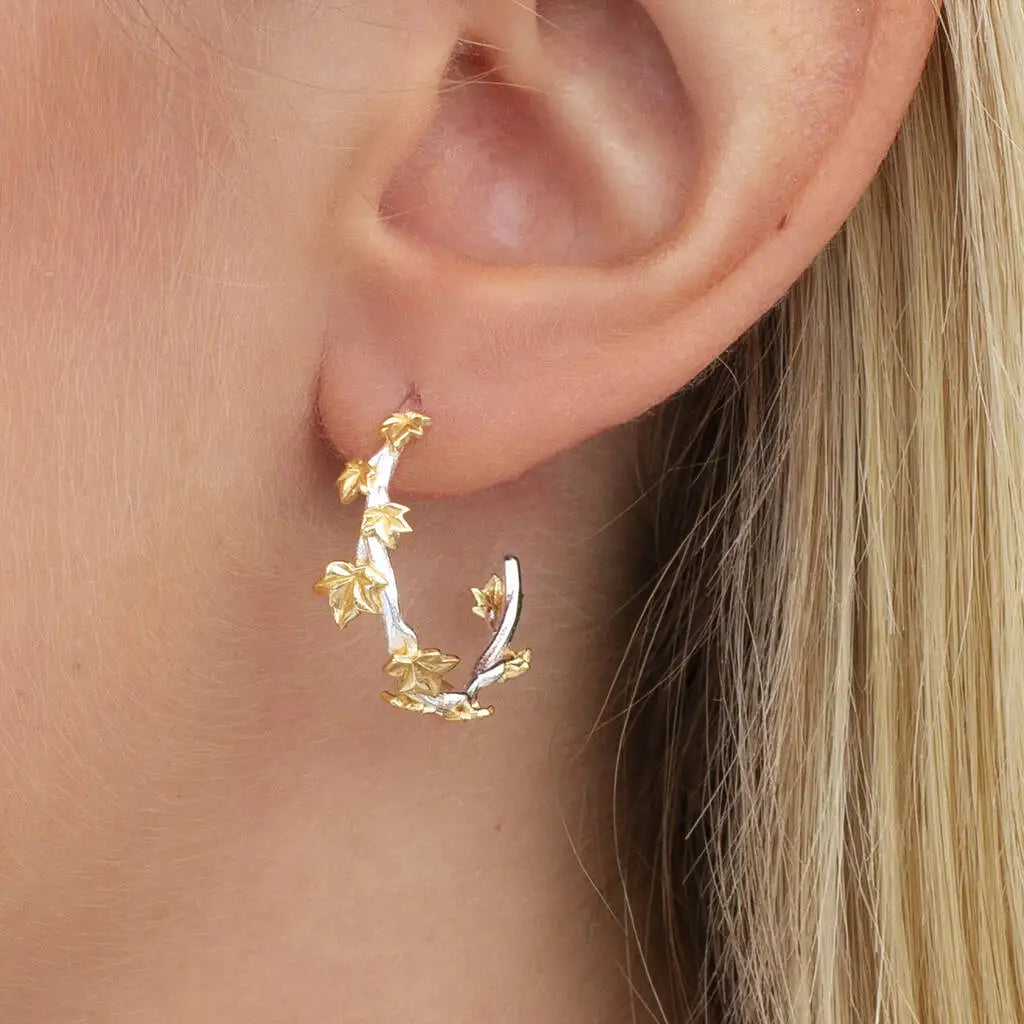 CAOSHI Wholesale Hot Sale Classic Maple Leaf Design C Shaped Earrings for Women Fashion Party Silver/Gold Plated Hoop Earrings