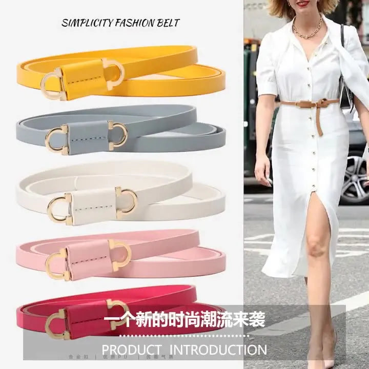 New Fashion Women's Small Belt with Skirt Waist Cinching Decorative Belt Gentle Spring Without Holes Knotted Waist Belt