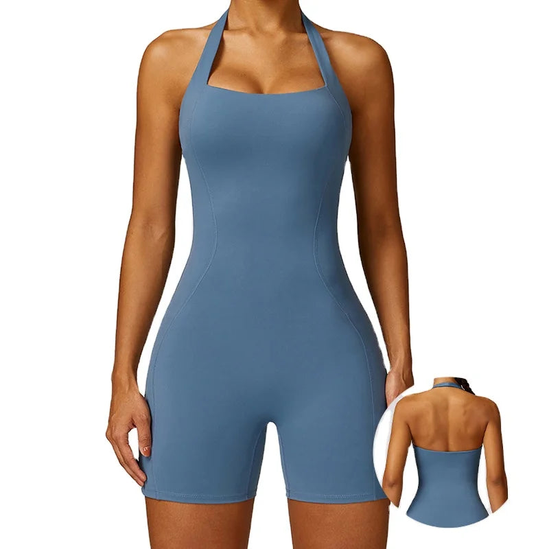 Trending Products 2024 New Arrivals Halterneck One-piece Yoga Suit Gym Wear Women's Jumpsuits Playsuits Gym Clothes Apparel