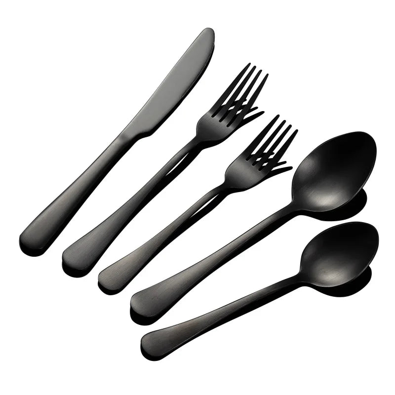 Wholesale PVD Silverware Metal Matt Black Matte Cutlery Set Stainless Steel Matte Black Flatware Set