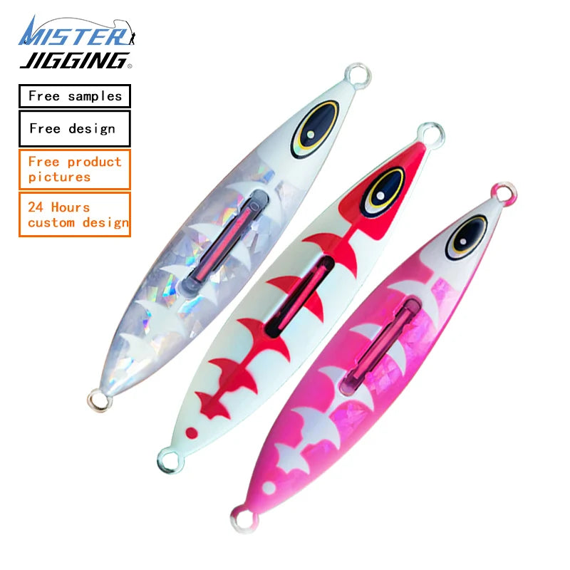 MISTER JIGGING 100g~200g Fishing Jigs Lure Bait Tuna Lures Luminous Slow Pitch Jig Fishing Lure