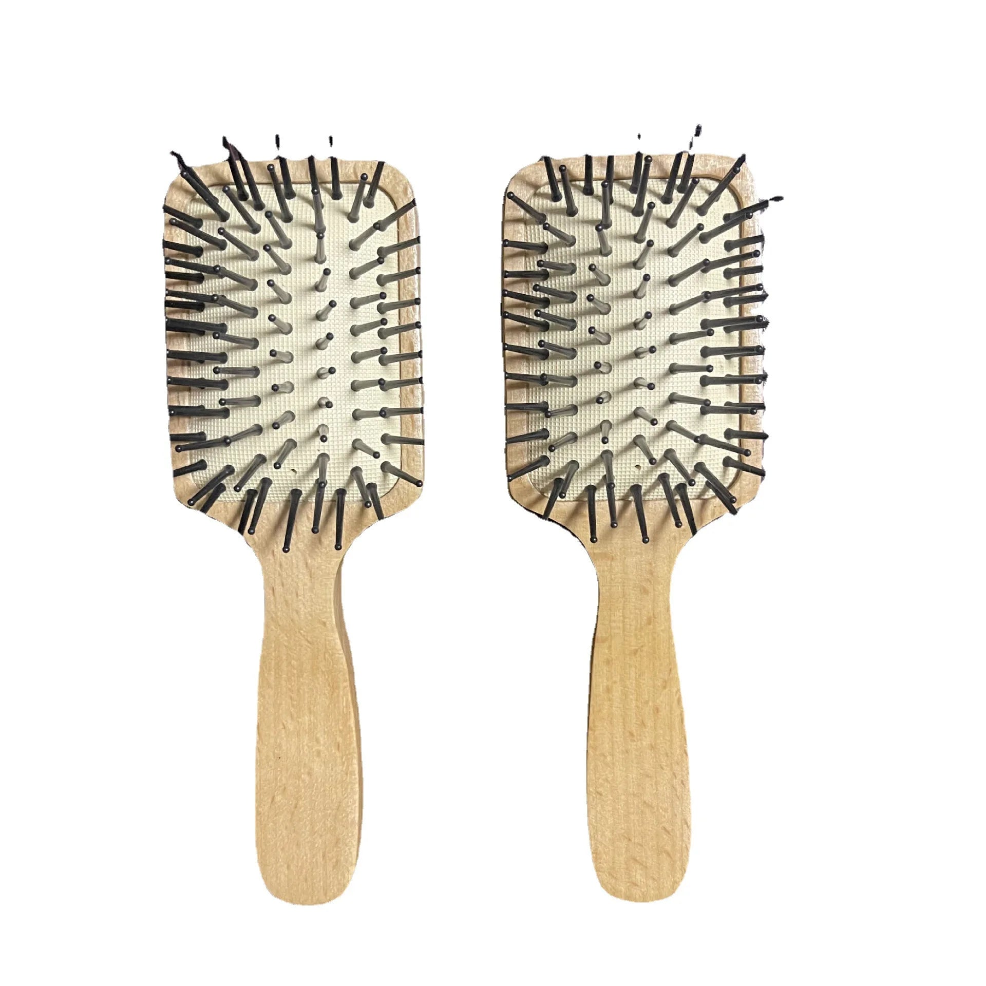 Compact Natural Hair Detangling Mini Hairbrush for Kids Anti-Static Beech Pocket Cushioned Nylon for Children