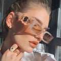 Custom New European Luxury Brand Quality Sun Glasses Fashion Rectangle Womens Shades Small Sunglasses