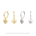 18k Gold Trendy Hoop Zircon Heart Shape 925 Sterling Silver Drop Earrings Women