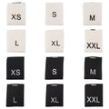 Wholesale Stock White Garment Size Label Black Woven Tag for Clothing