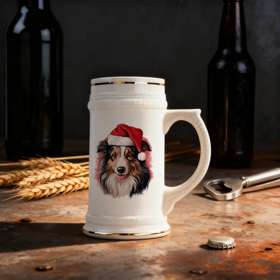 Topjlh Sublimation Premium 22oz Thick Ceramic Stein Sublimation Blanks Beer Mug Gold Trim Ergonomic Handle Custom Designs