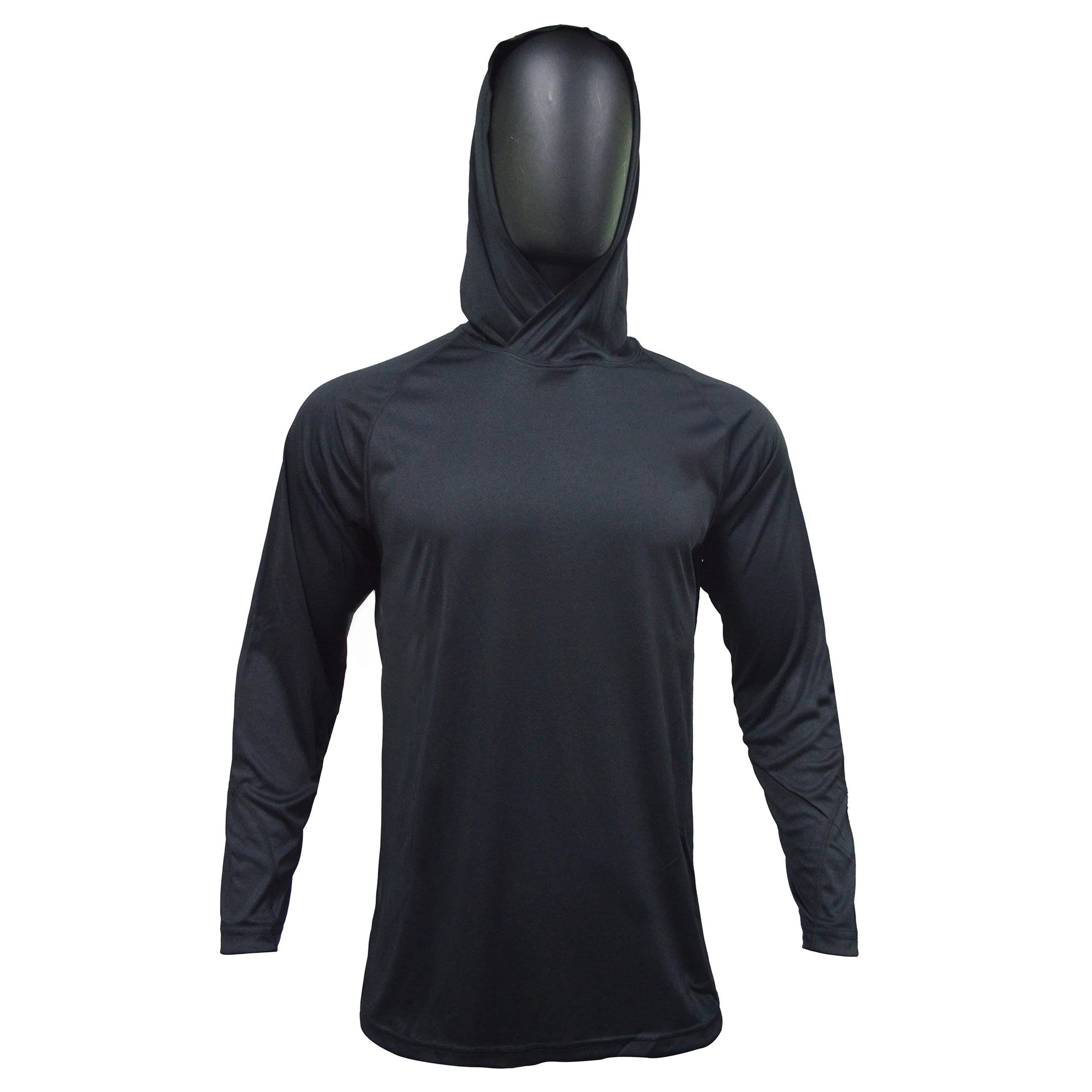 Wholesale 100% Polyester Custom Fishing Shirt Hoodie Long Sleeve Mens UV Protection Shirt Quick Dry Breathable Plus Size Black