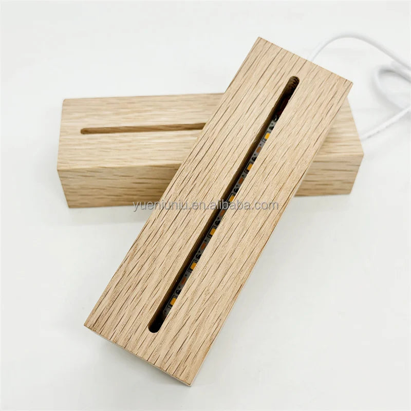 Factory Directly Led Illusion Acryl Rectangular Round Oval Custom Wood Wooden Night Light Lamp Base for Acrylic 3D Night Light