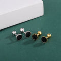 Personality Exquisite Black Round Earrings S925 Sterling Silver Gold Plated Fashion Jewelry Women's Party Earrings
