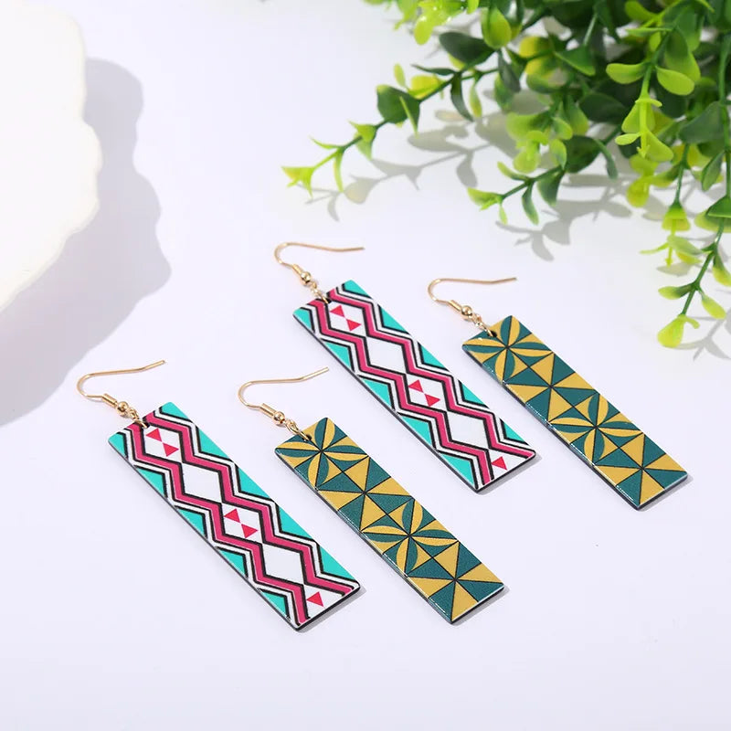 Vintage Color Crash Earrings Korean Girls Temperament Netflix Earrings Acrylic Flower Dangle Earrings
