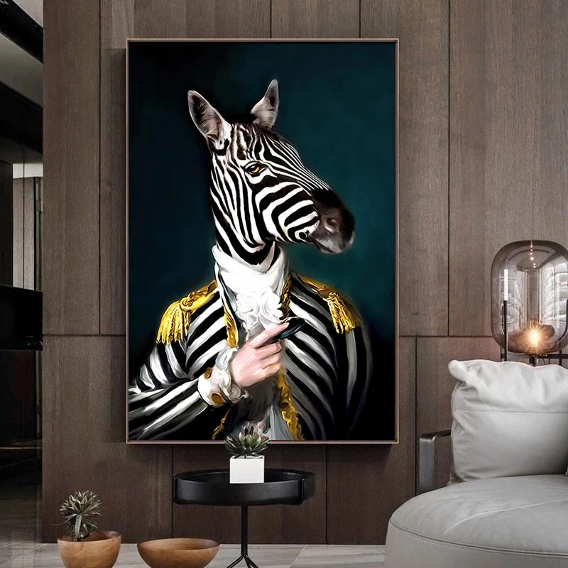 Abstract Animal Elephant Lion Zebra Poster Creative Animal Modeling Wall Art Canvas Painting Decoration