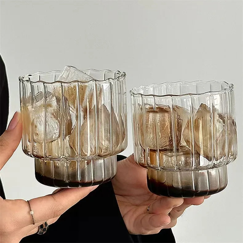 400ml  Vertical Pattern Ins Wind Home with Girls High Appearance Level to Drink Cold Water Milk Beverage Milk Tea Cup