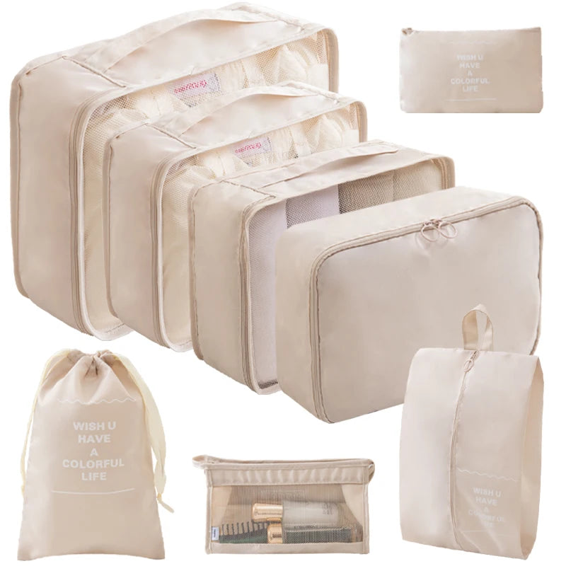 Custom Logo Travel Suitcase Storage Bag 8pcs Organizers Packing Cubes Set Travel Luggage Organizer Luggage Storage Bags