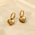 MICCI Wholesale Custom PVD 18K Gold Plated Stainless Steel Jewelry North Star Heart Dangle Charm Hoop Earrings