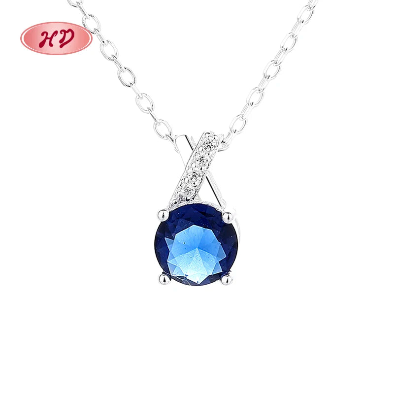 Sterling Silver Crystal Necklace S925 Silver Large Zircon Necklace Wholesale Radiant Colorful Jewelry Beauty