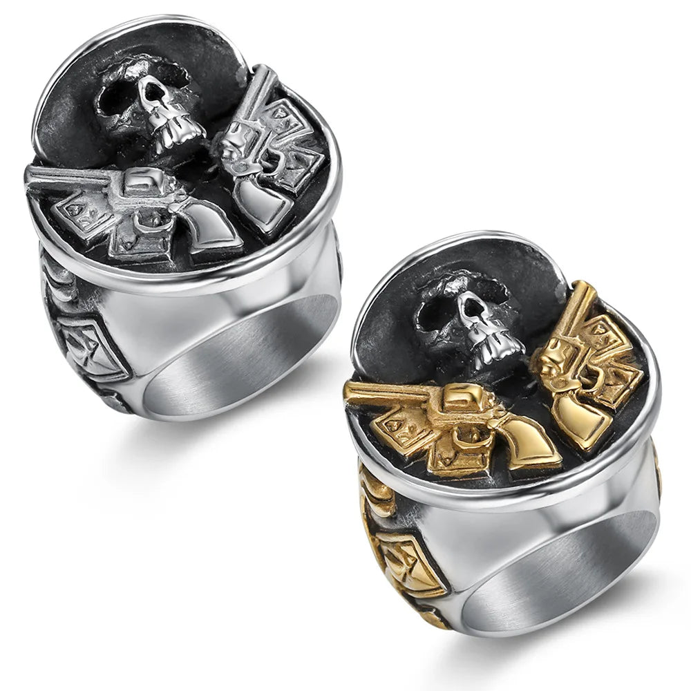 Punk Creative Design Mens Skull Ring Chunky Gold Silver Skull Rings Jewelry
